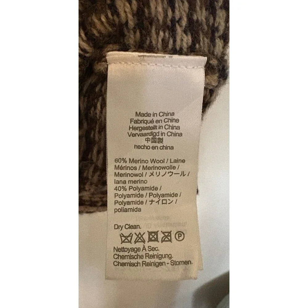J Crew Navy Brown Houndstooth Merino Wool Blend Men’s Sweater Size Medium
